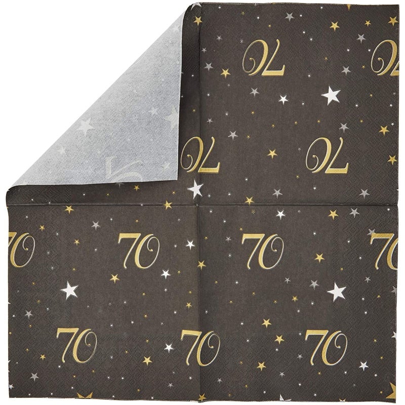 BLUE PANDA Bulk 70th Birthday Dinner Napkins - 6.5 x 6.5 In, Black, 100 Pack, 2-Ply - Paper Napkins for 70th Birthday, Party Supplies & Decorations - Image 3